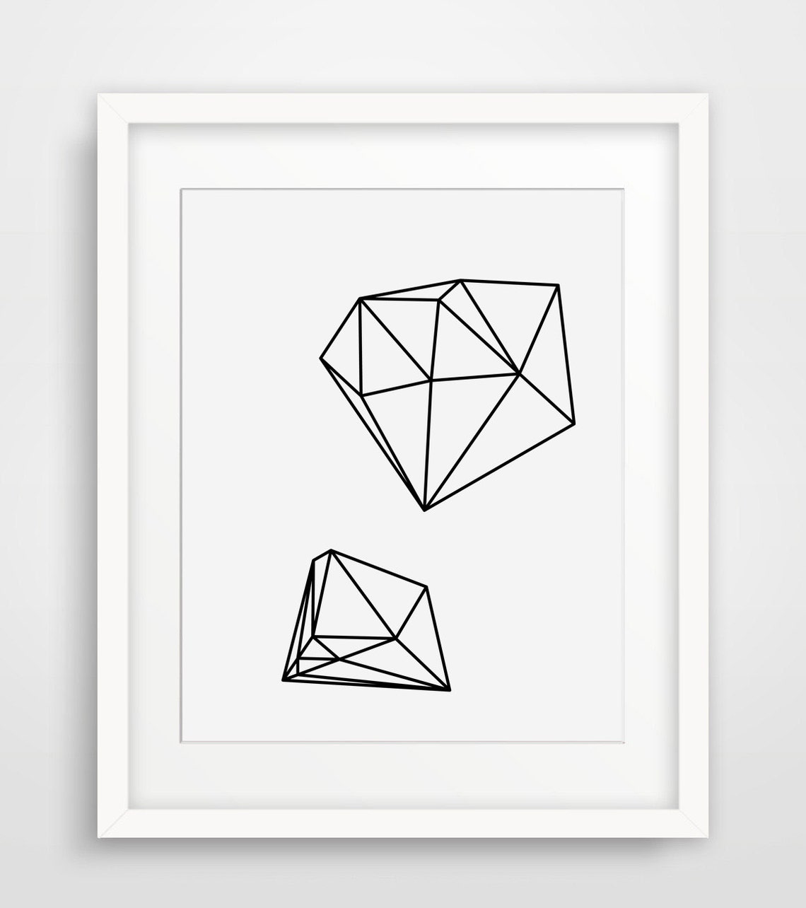 Black Origami Geometric Shapes Minimalist Line Art Wall Decor Print - Image 2
