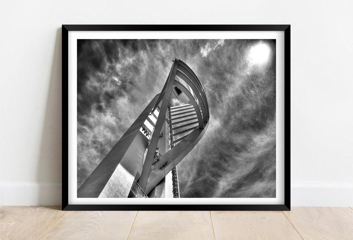 Spinnaker Tower Portsmouth Black And White Abstract Sky Poster