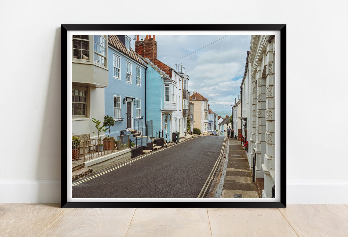 Cowes Isle Of Wight Pastel Seaside Street Houses Leading To Sea Poster