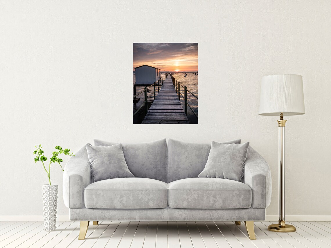 Hardway Pier Gosport Hampshire Sunrise Wooden Jetty Scene Poster - Image 2