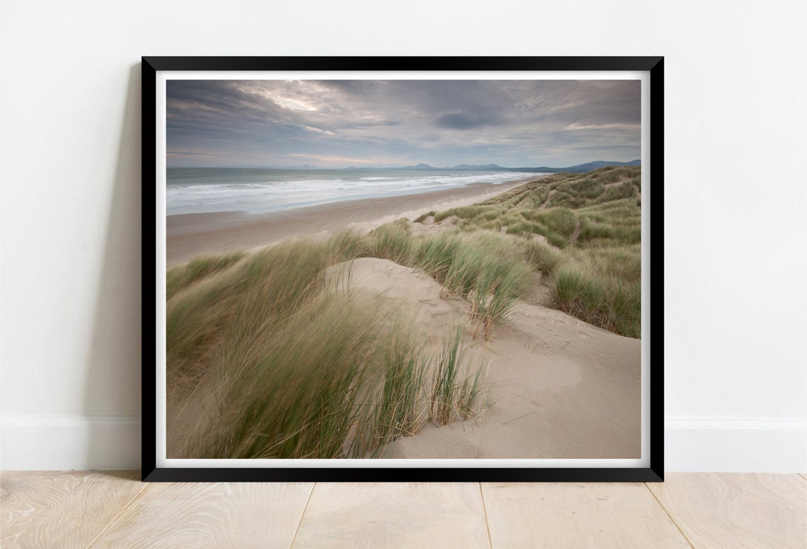 Harlech Beach Snowdonia Wales Sand Dunes Moody Landscape Print