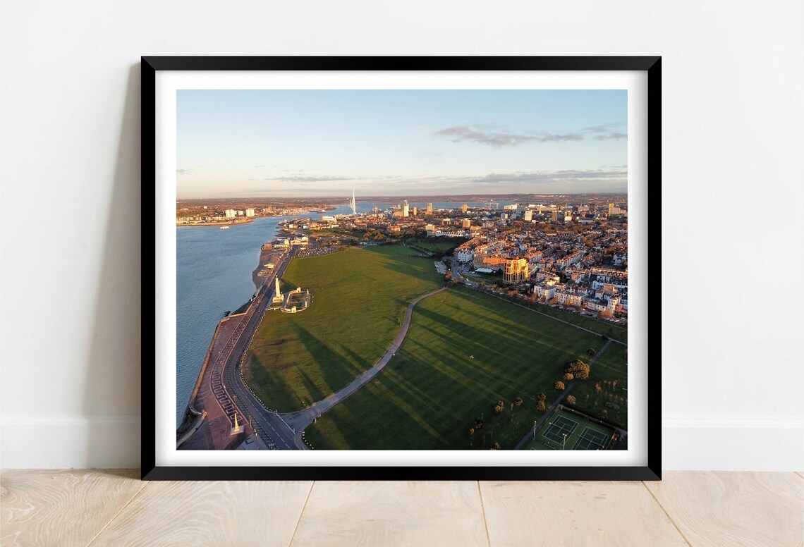 Southsea Common Portsmouth Sunset Aerial Seafront View Poster