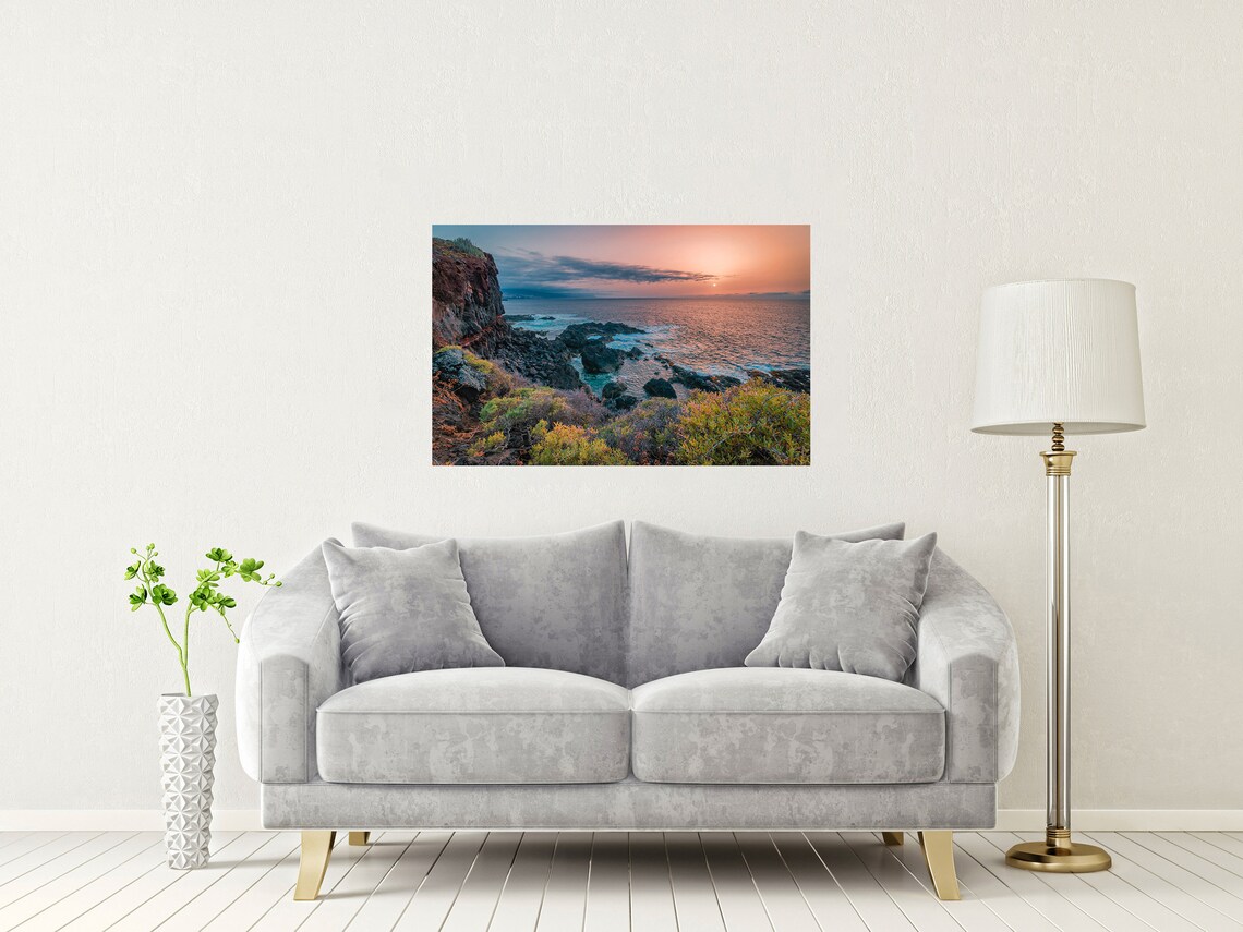 Tenerife Canary Islands Spain Volcanic Coast Sunset Sea Poster - Image 2