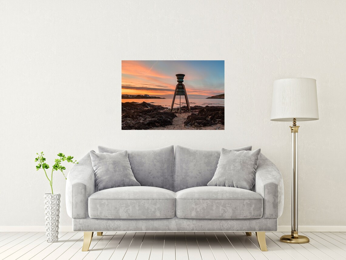 Anglesey Time and Tide Bell Sculpture Sunset Coast Wales Poster - Image 2