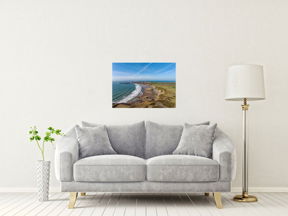 Marloes Sands Pembrokeshire Wales Aerial Surf Beach Landscape Print - Image 2