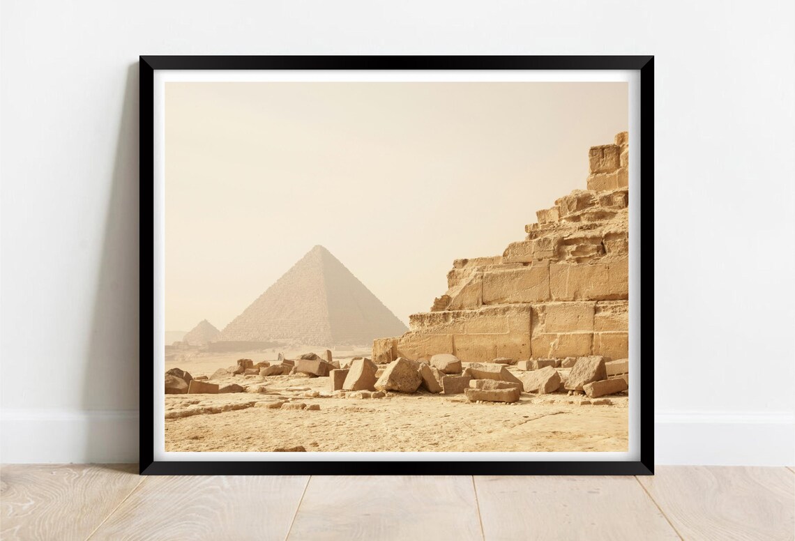 Pyramids of Giza Egypt Desert Ancient Wonder Landscape Poster