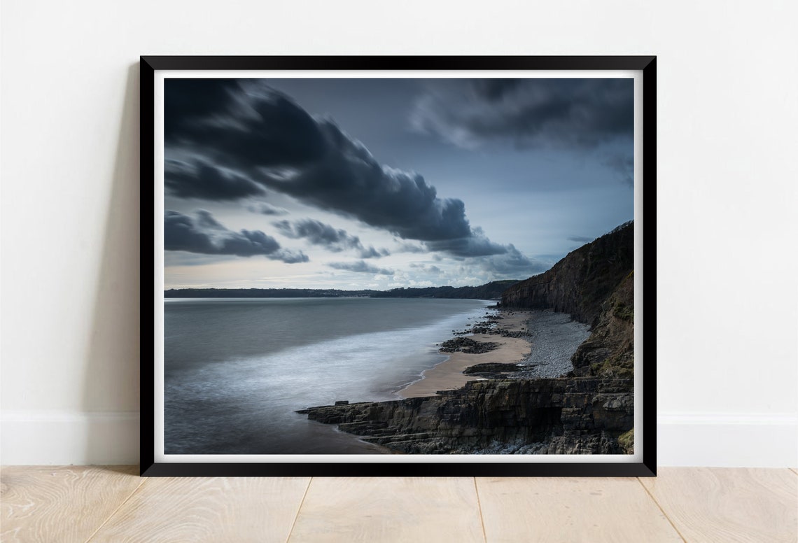Telpyn Beach Dramatic Storm Clouds Over Carmarthenshire Coast Poster