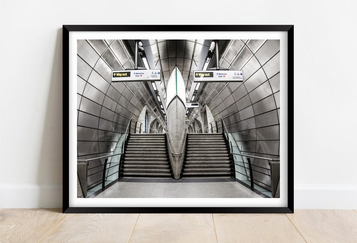 London Underground Station Interior Steel Tunnel Stairs Poster