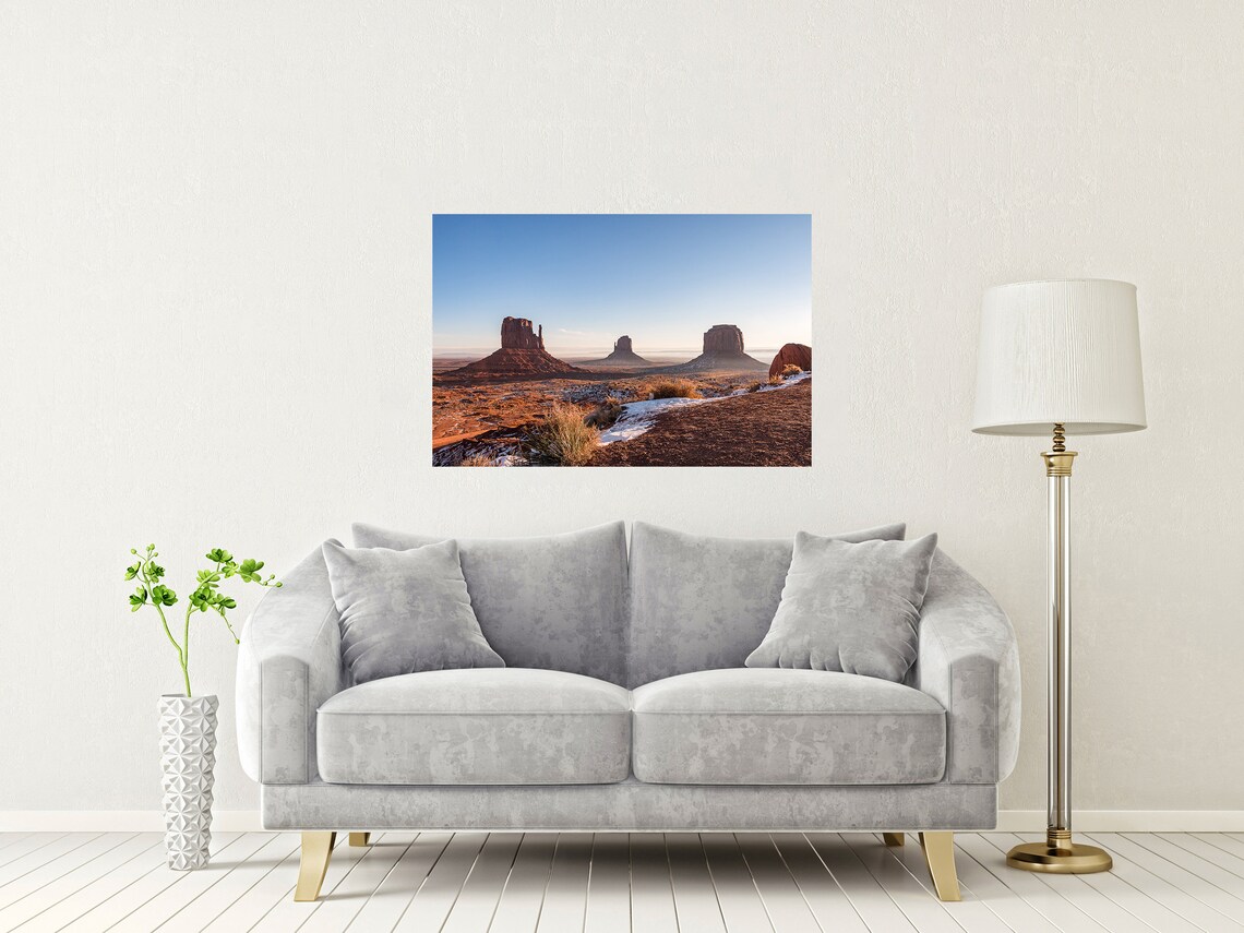 Monument Valley Navajo Park Sandstone Buttes With Snow Patches Poster - Image 2