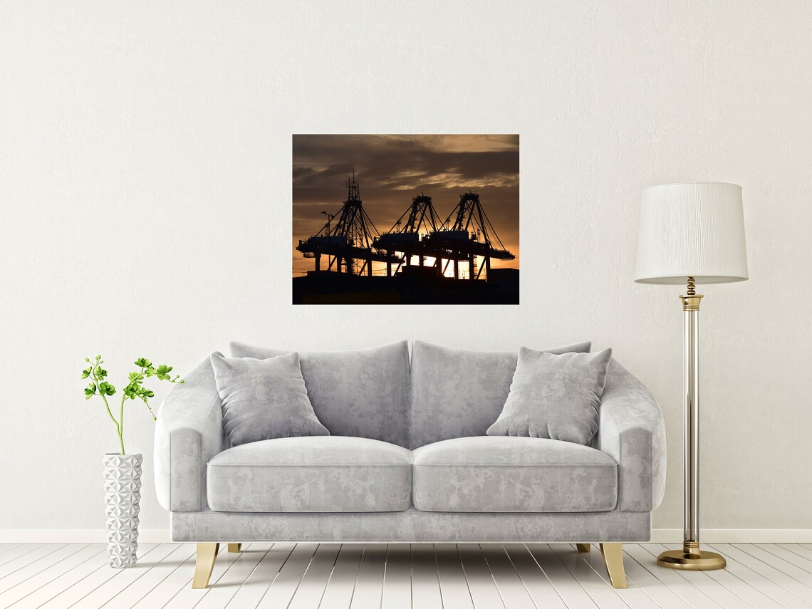 Felixstowe Port Suffolk Cranes at Sunset Art Print - Image 2