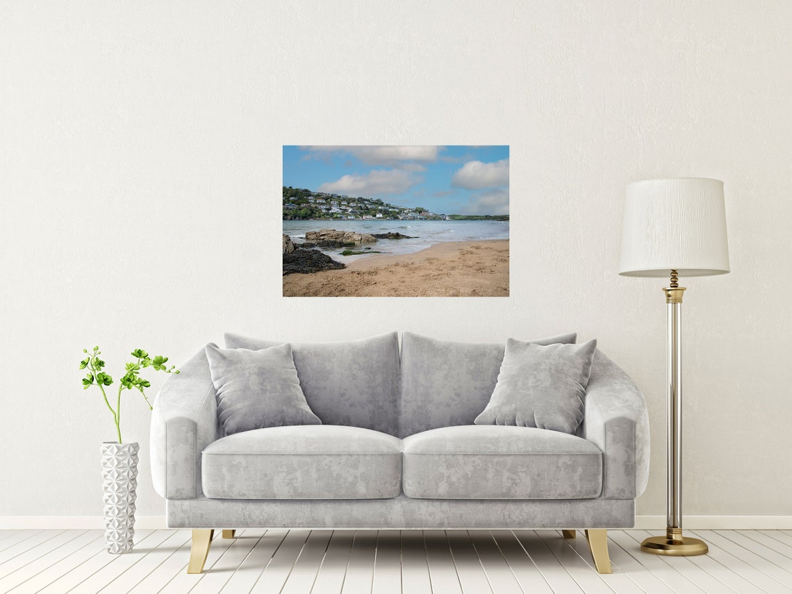 Seaside Town Across the Bay With Rocky Shores and a Sandy Beach Poster - Image 2