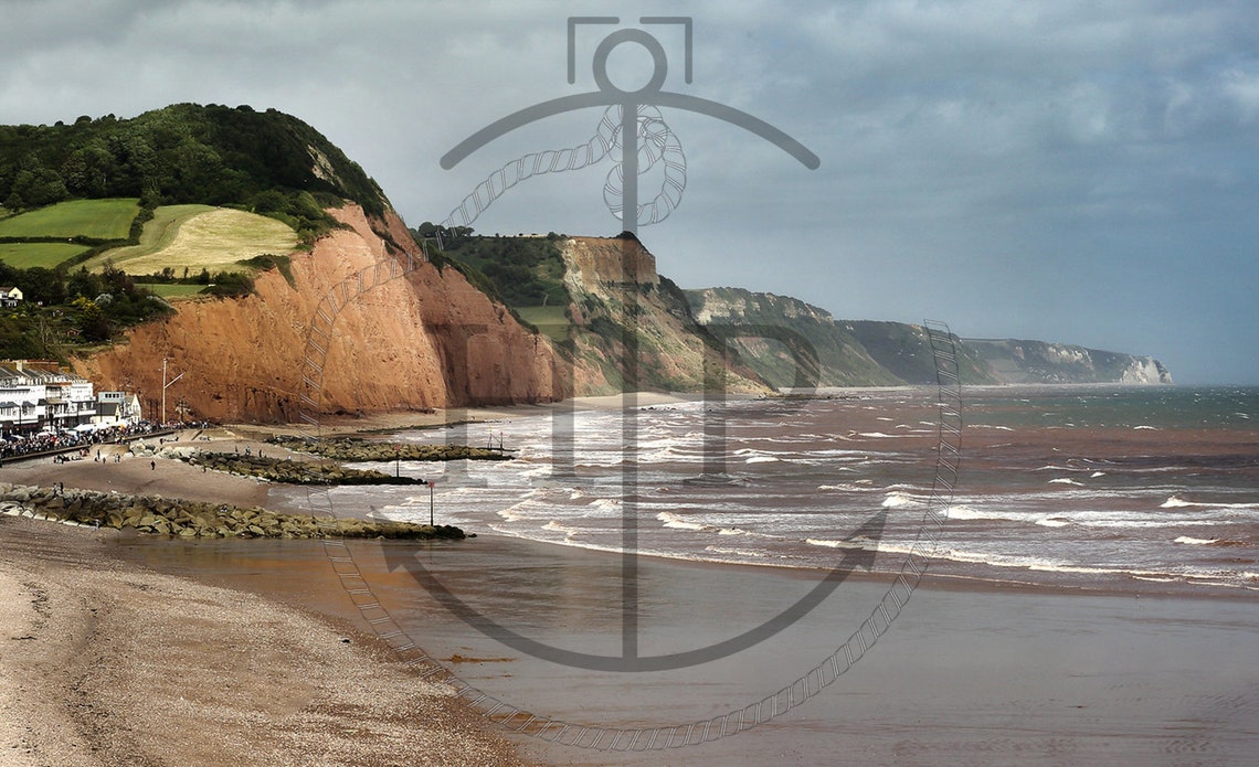 Sidmouth Devon Beach Red Cliffs East Surf Seaside Town Poster - Image 3
