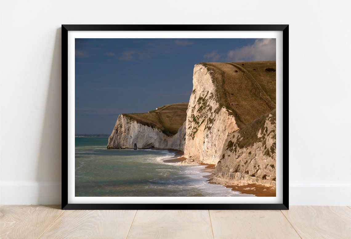 Jurassic Coast White Chalk Cliffs And Clear Sea Dorset Poster