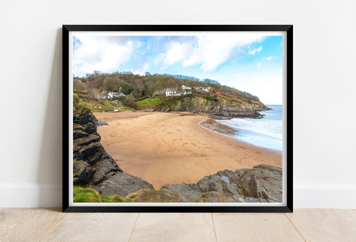 Aberporth Beach Ceredigion Wales Golden Sand Village Cove Print