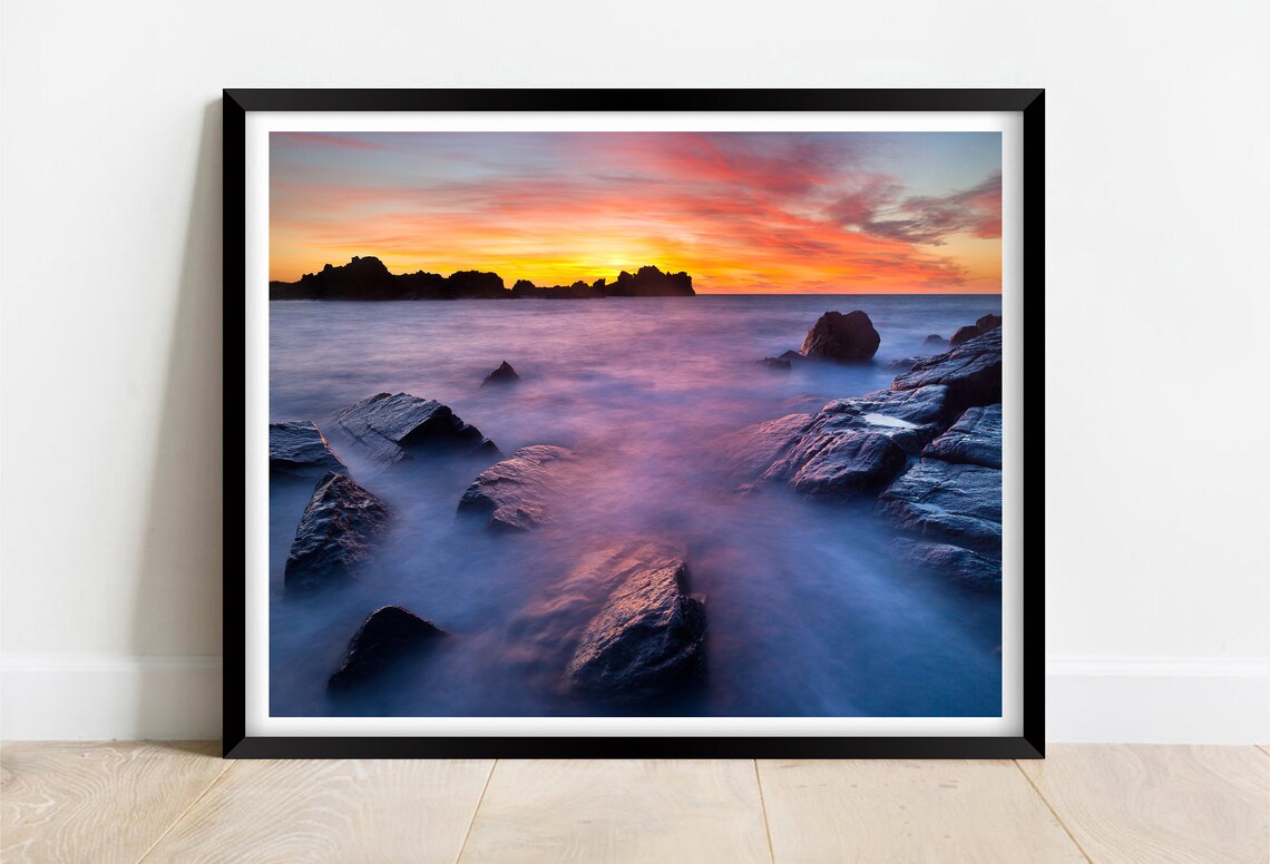Port Soif Bay, Guernsey Sunset Landscape Art Print