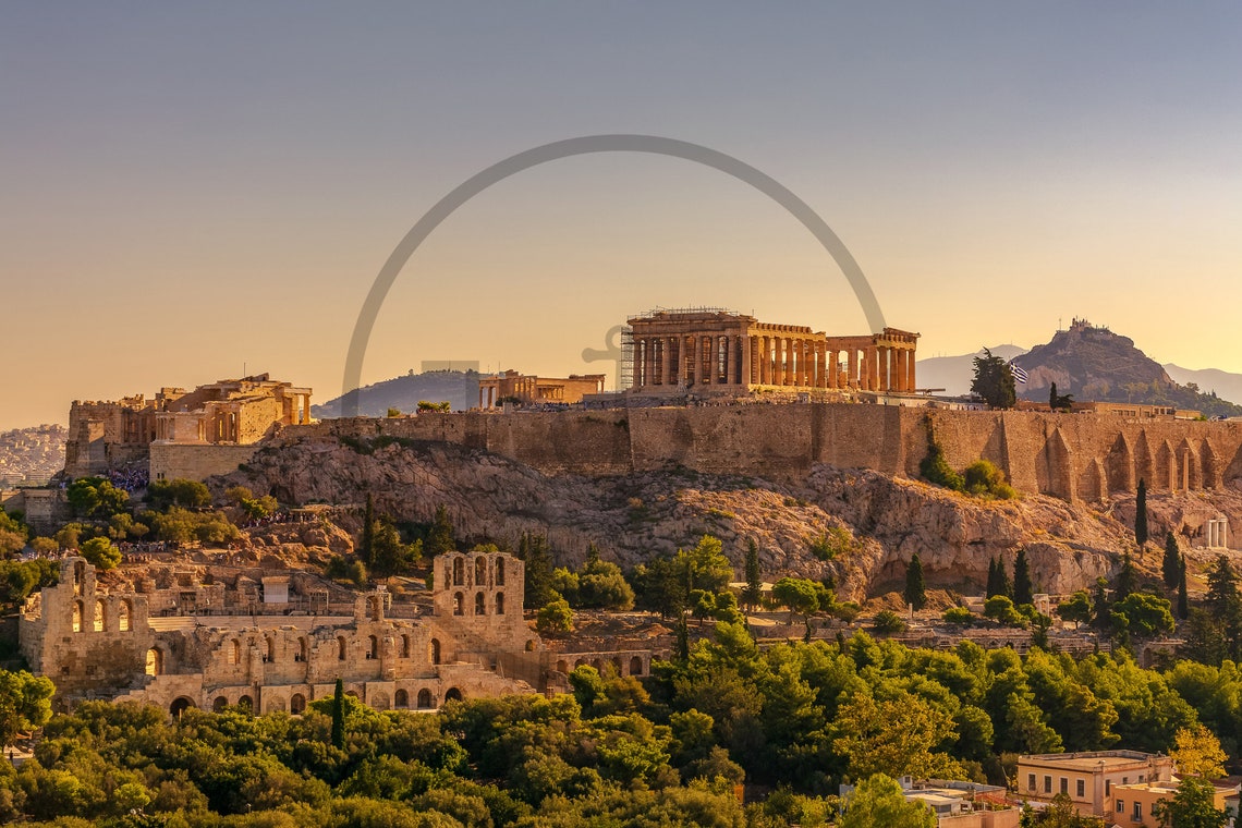 Athens Greece Acropolis Sunset Parthenon Golden Light Poster - Image 3