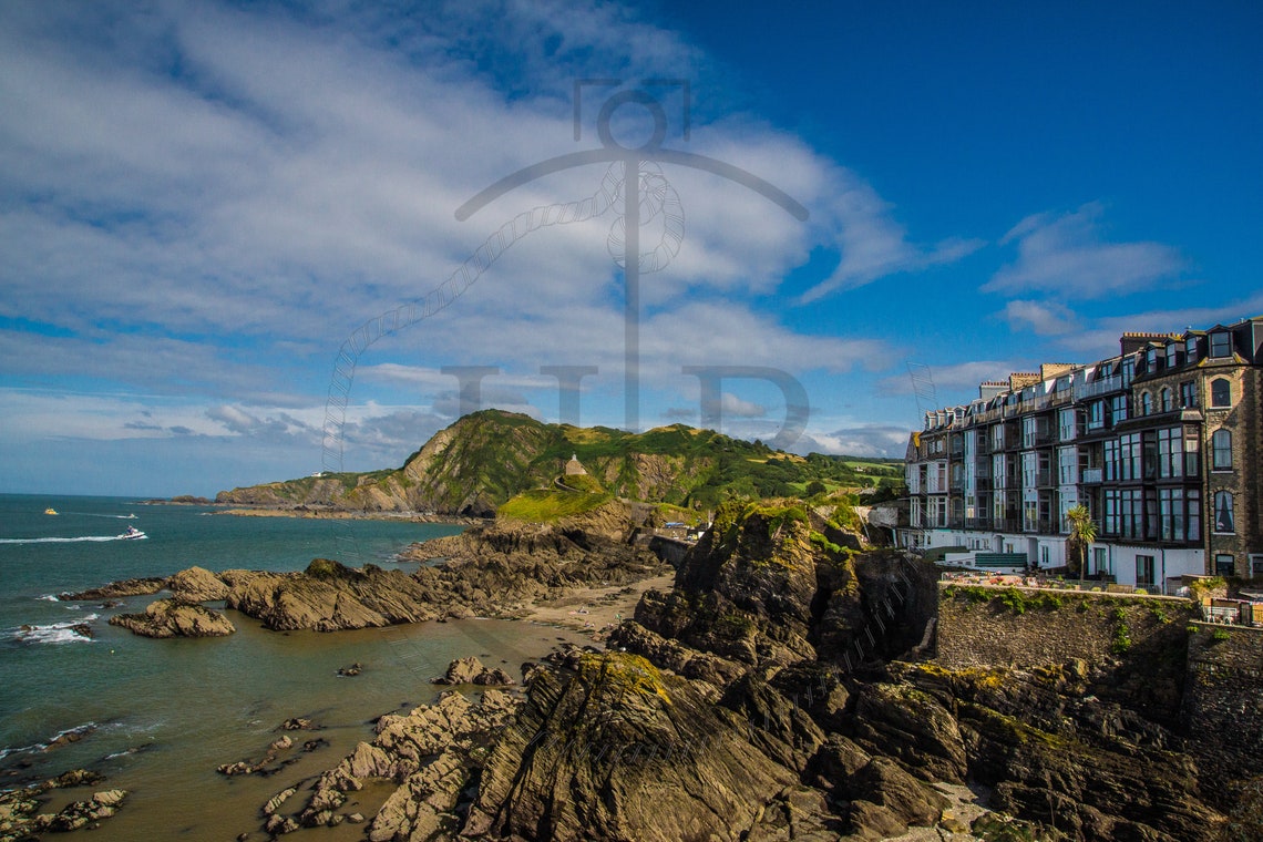 Ilfracombe Cliffs North Devon Rocky Coast Seaside Hotel View Poster - Image 3