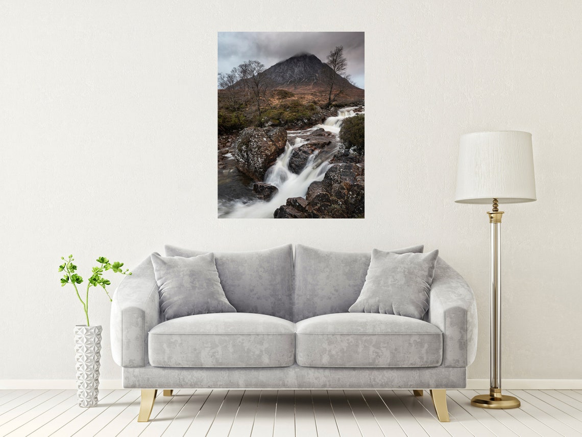 Buachaille Etive Mor Glencoe Stream Waterfall And Munro Peaks Poster - Image 2