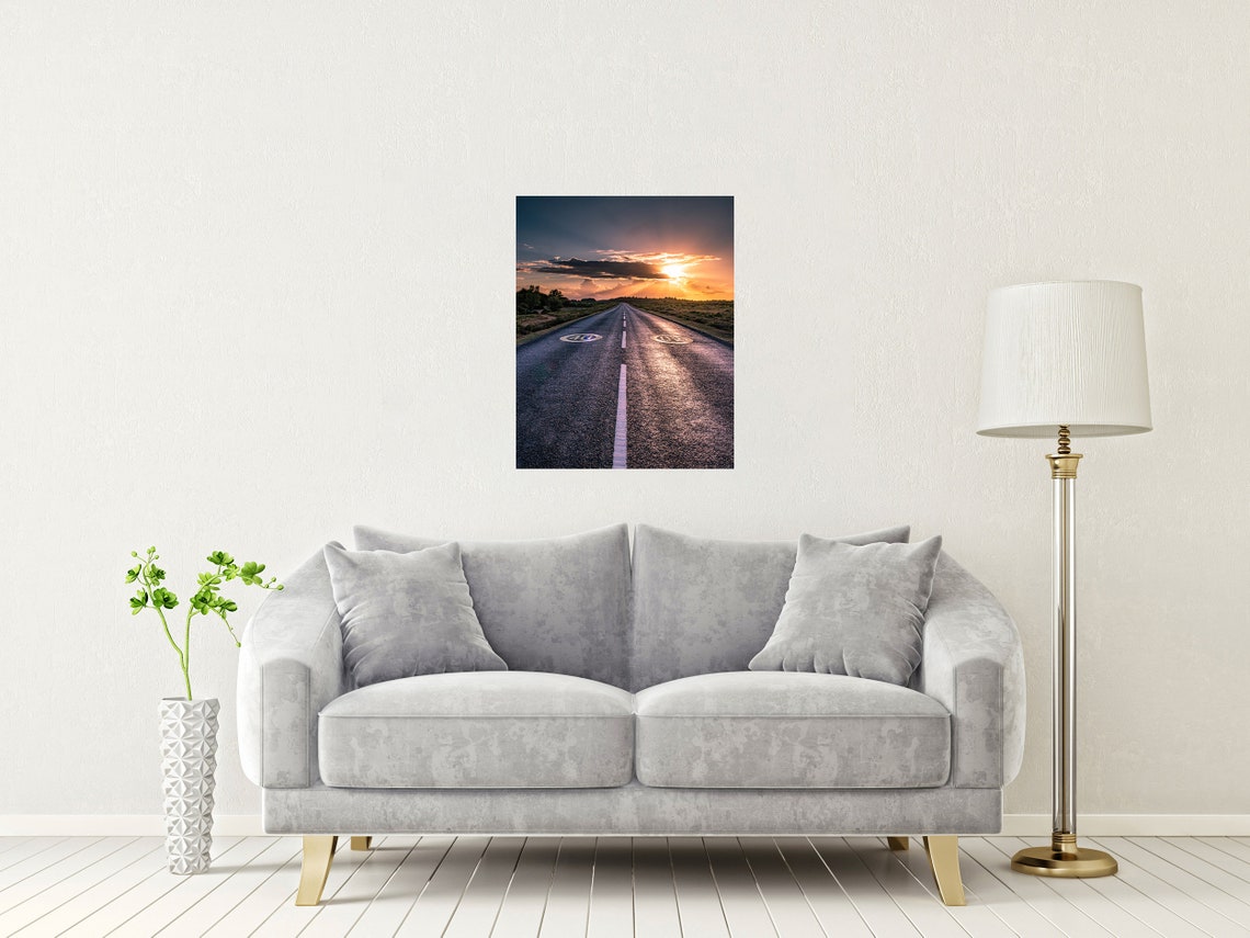 New Forest Hampshire Sunset Open Road Into Golden Light Poster - Image 2