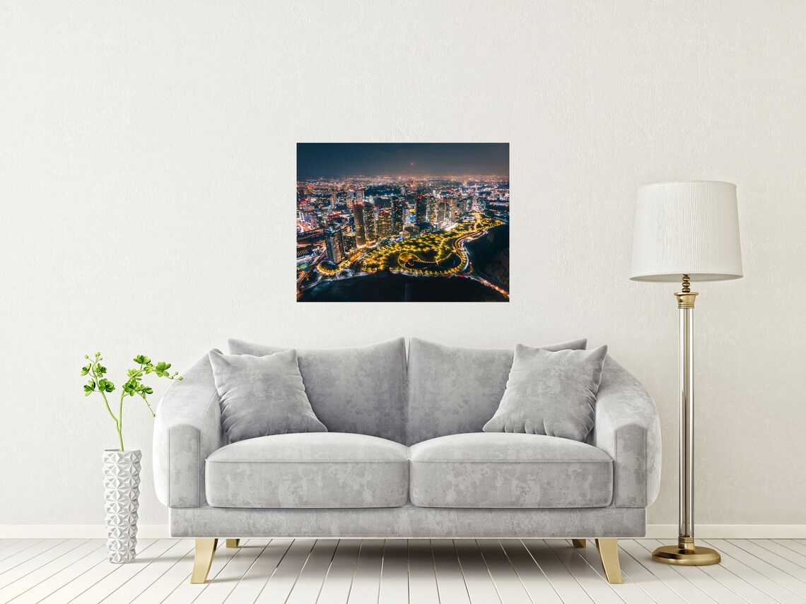 Mexico City Night Aerial With Glowing Skyscrapers And Green Park Poster - Image 2