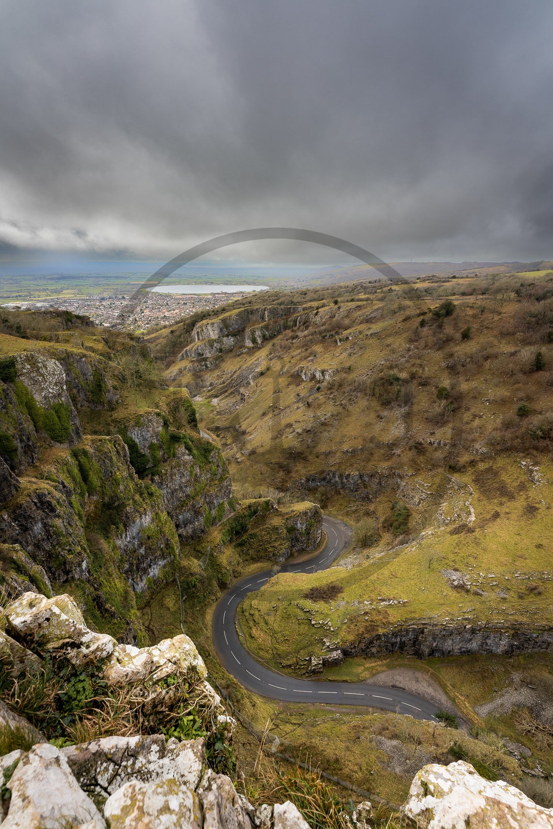 Cheddar Gorge Somerset Winding Road Storm Sky Landscape Poster - Image 3