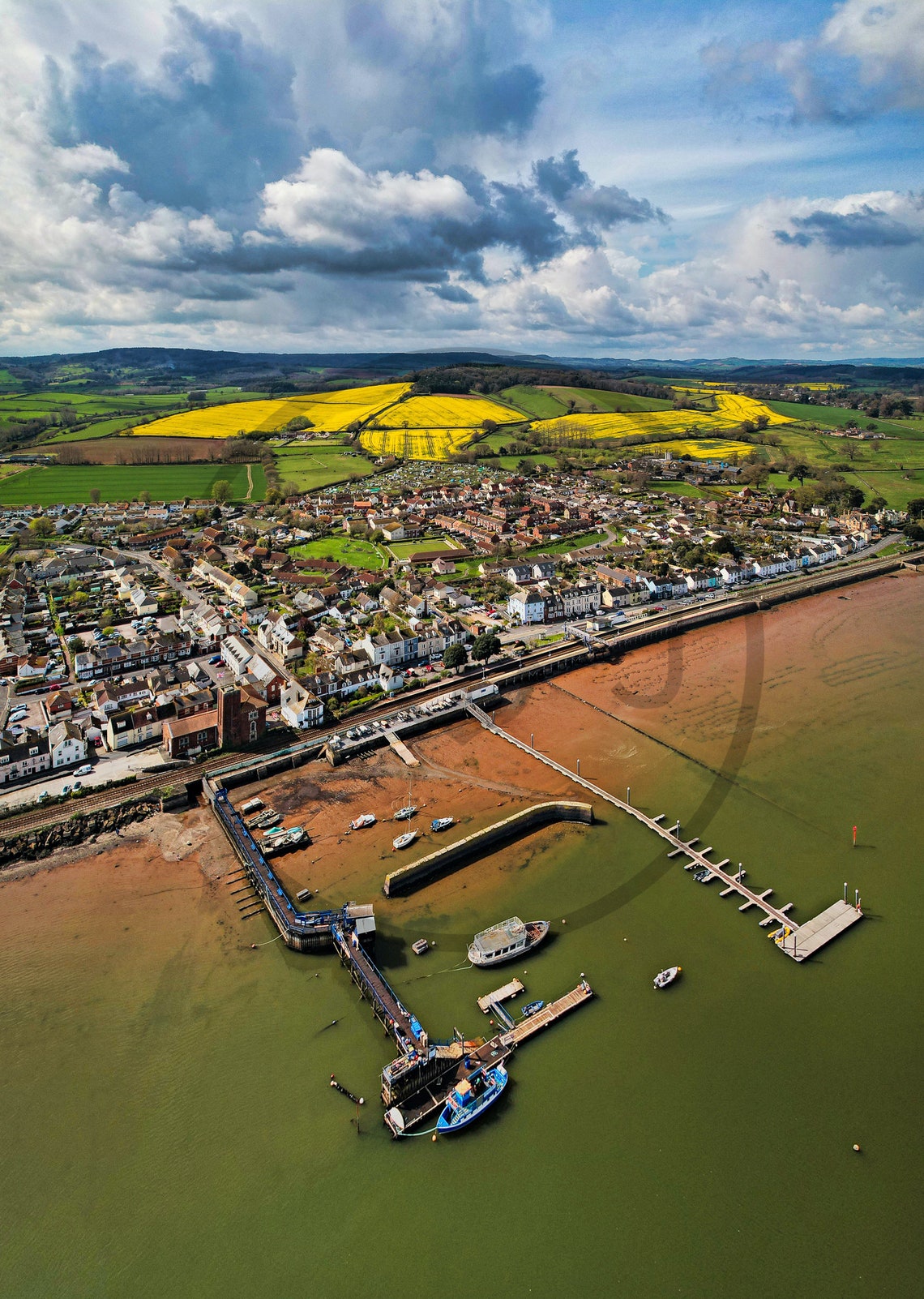 Starcross Exe Estuary Teignbridge Devon Aerial Town Fields Poster - Image 3