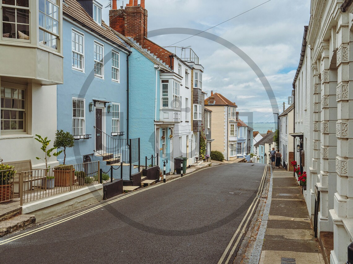 Cowes Isle Of Wight Pastel Seaside Street Houses Leading To Sea Poster - Image 3