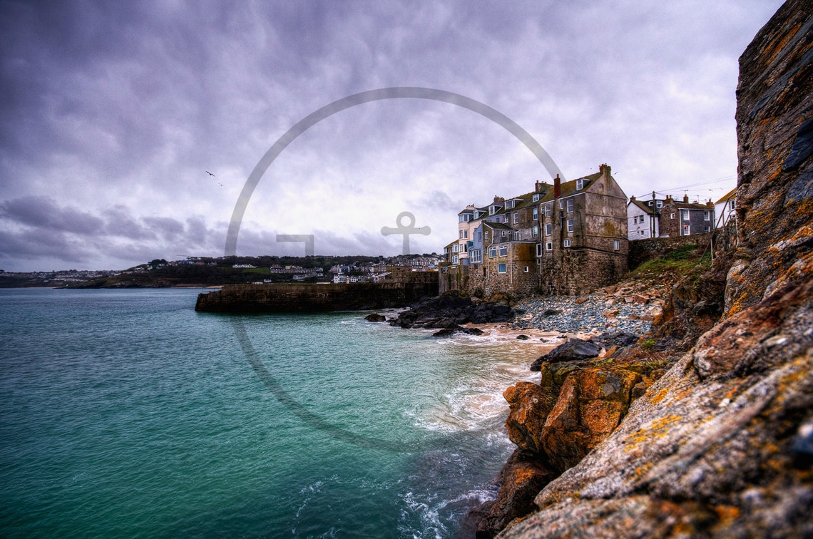 St Ives Cornwall Fishing Village Cottages Harbour Rocks Poster - Image 3