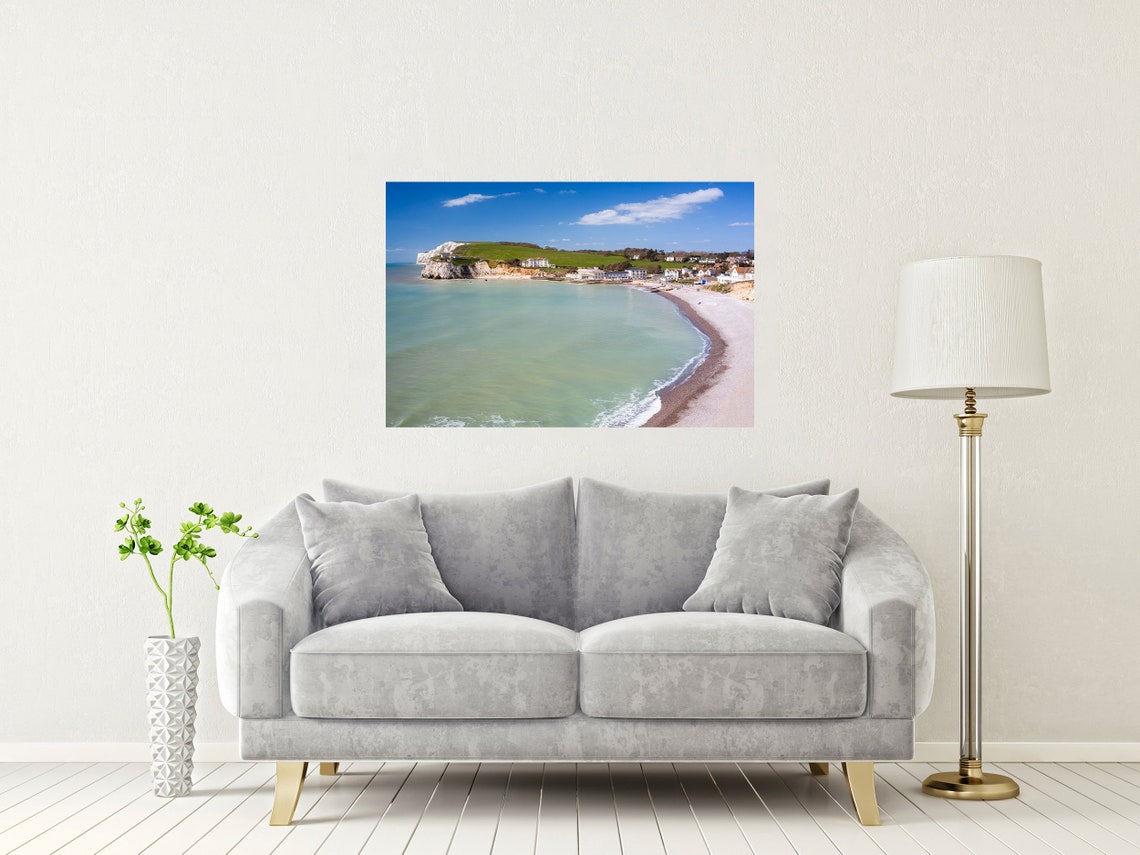 Freshwater Bay Isle Of Wight Chalk Cliffs Coastal Seascape Poster - Image 2