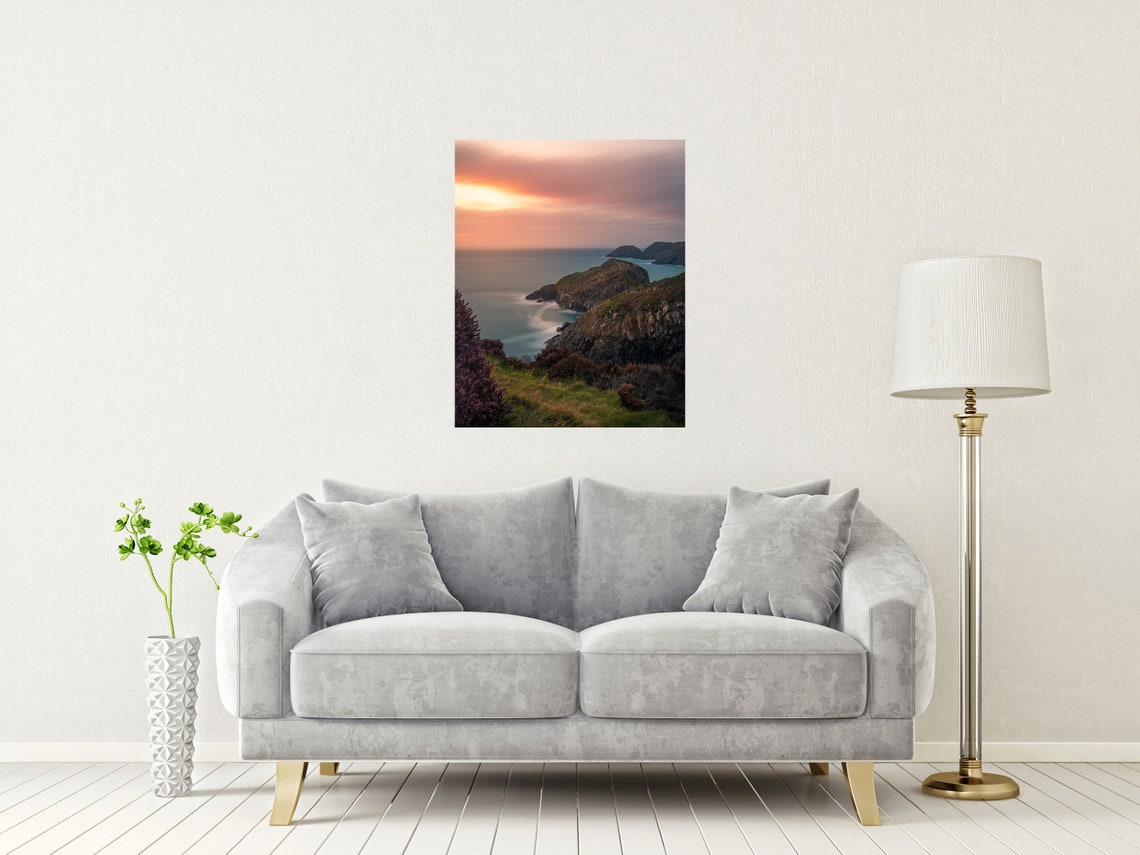 Pwll Deri Bay Sunset Over Rugged Pembrokeshire Coast Cliffs Poster - Image 2