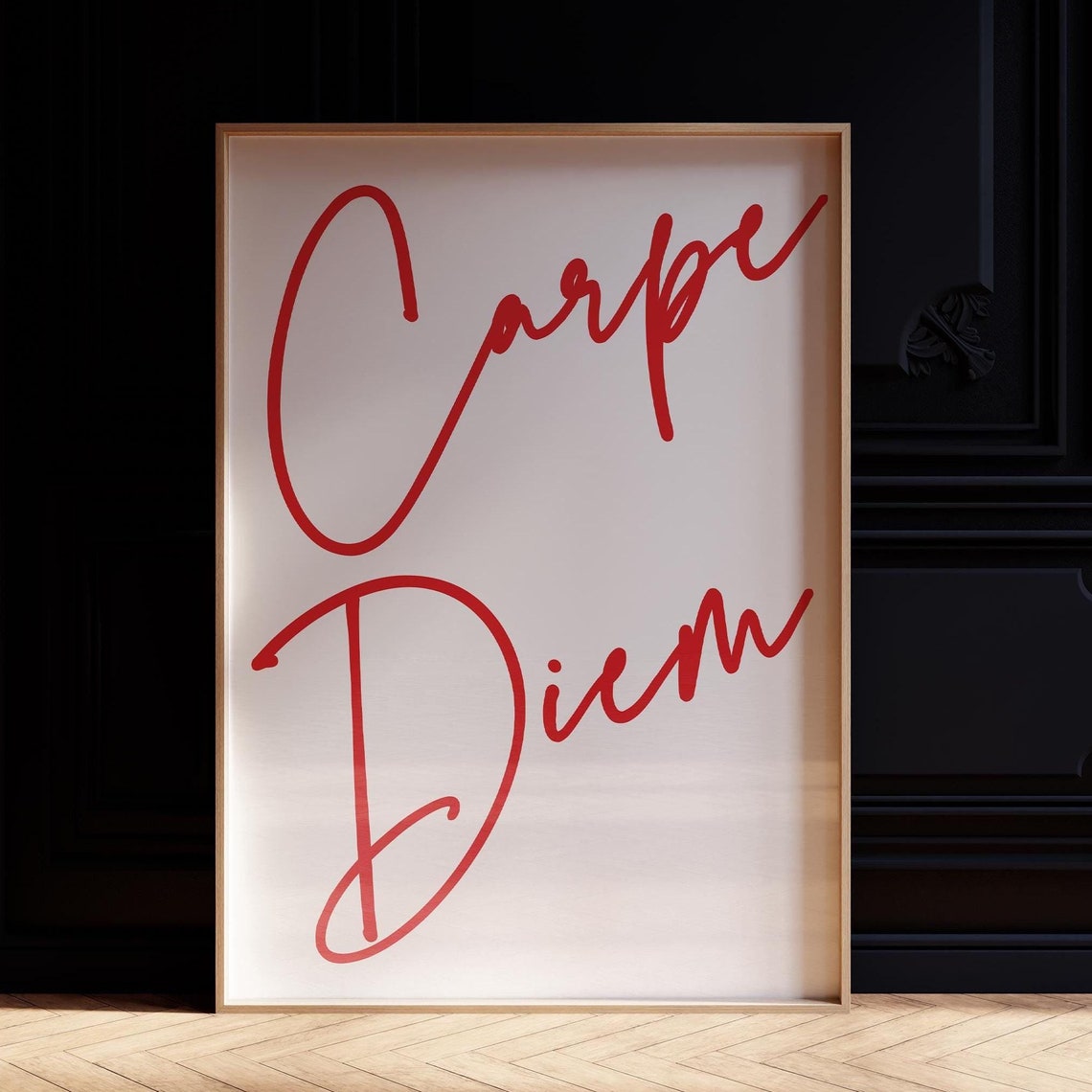 Carpe Diem Red Script Bold Minimalist Typography Wall Art Poster - Image 3