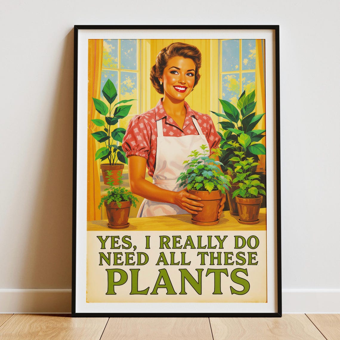 Funny Plant Lady Poster Retro Botanical Art Print