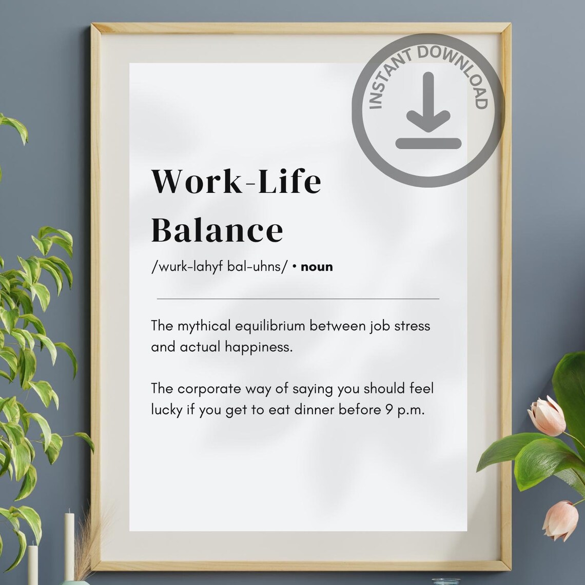 Work Life Balance Definition Funny Corporate Office Humor Poster