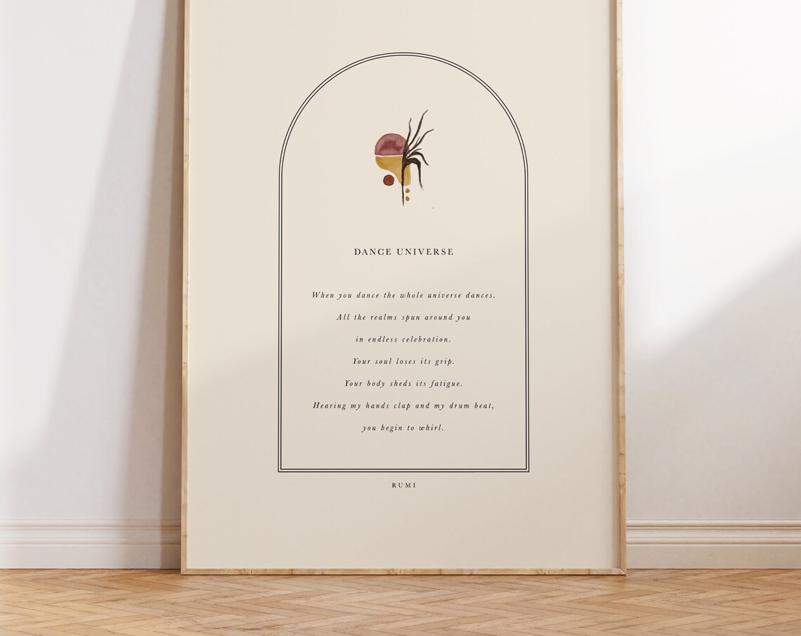 Rumi Dance Universe Poem Minimalist Literary Boho Inspirational Poster