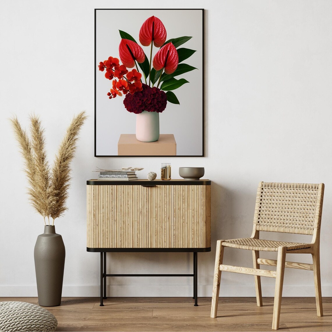 Luxury Floral Wall Art, Botanical Vase Poster