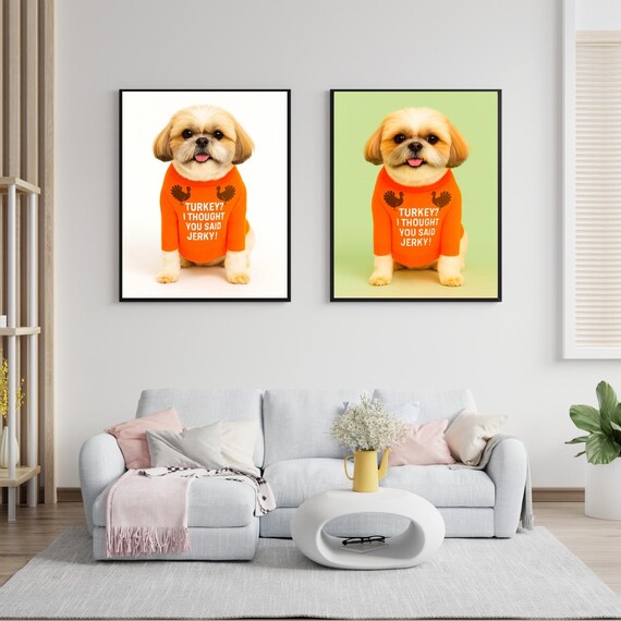 Set Of 2 Shih Tzu Thanksgiving Wall Art Funny Dog Print For Mom Holiday Decor Gift Cute Fall Pet Poster Photography
