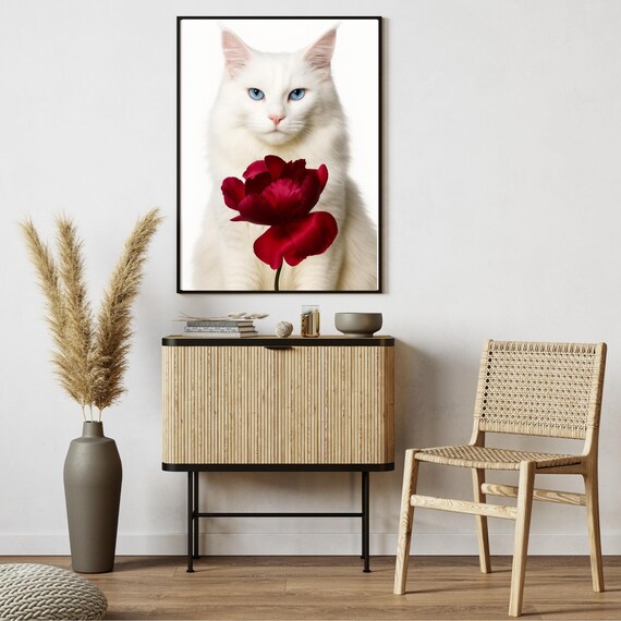 Cute Cat Wall Art Kitten Portrait Nursery Animal Print Photography Glam Home Decor Stylish Office Artfashion