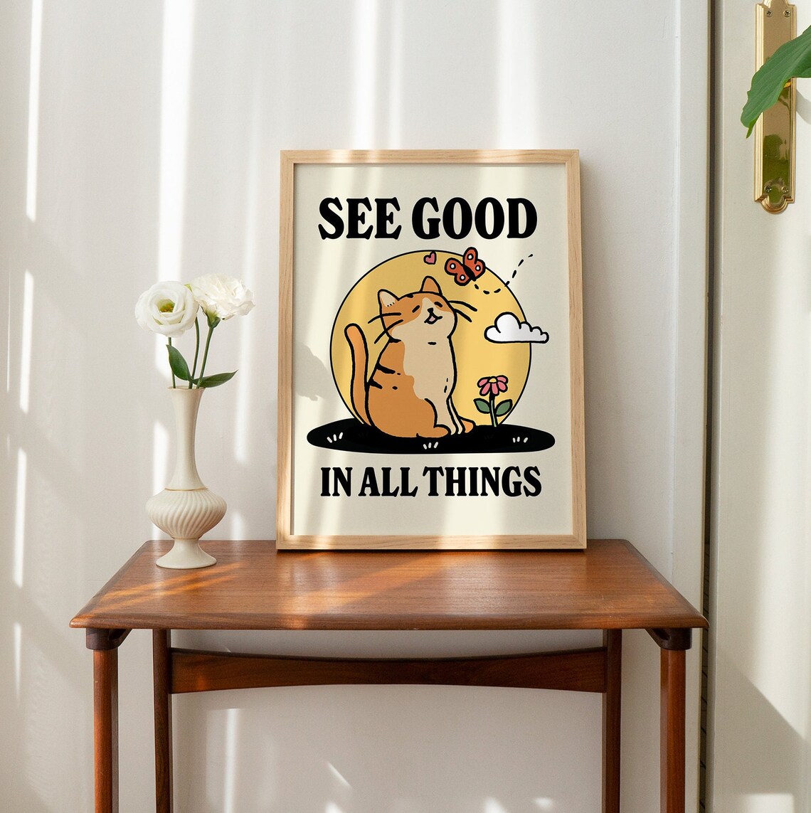 Colorful Cat Illustration See Good Quote Poster - Image 2