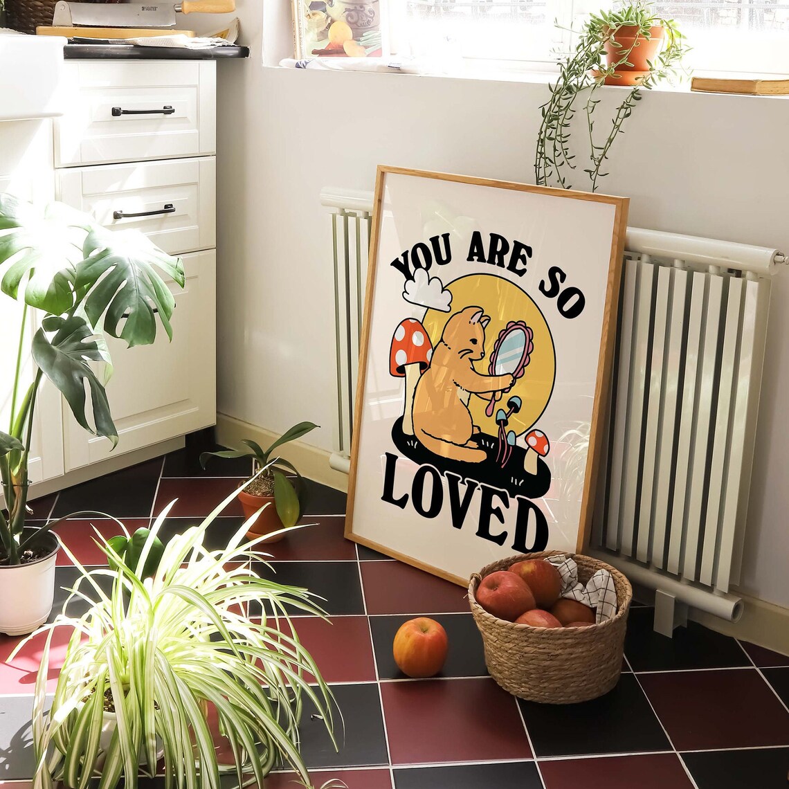 You Are So Loved Cat Poster Retro Self Love Affirmation Y2K Dorm Room Print - Image 3