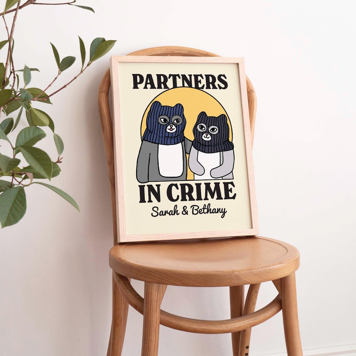 Personalized Partners In Crime Cat Print, Custom Cats - Image 2