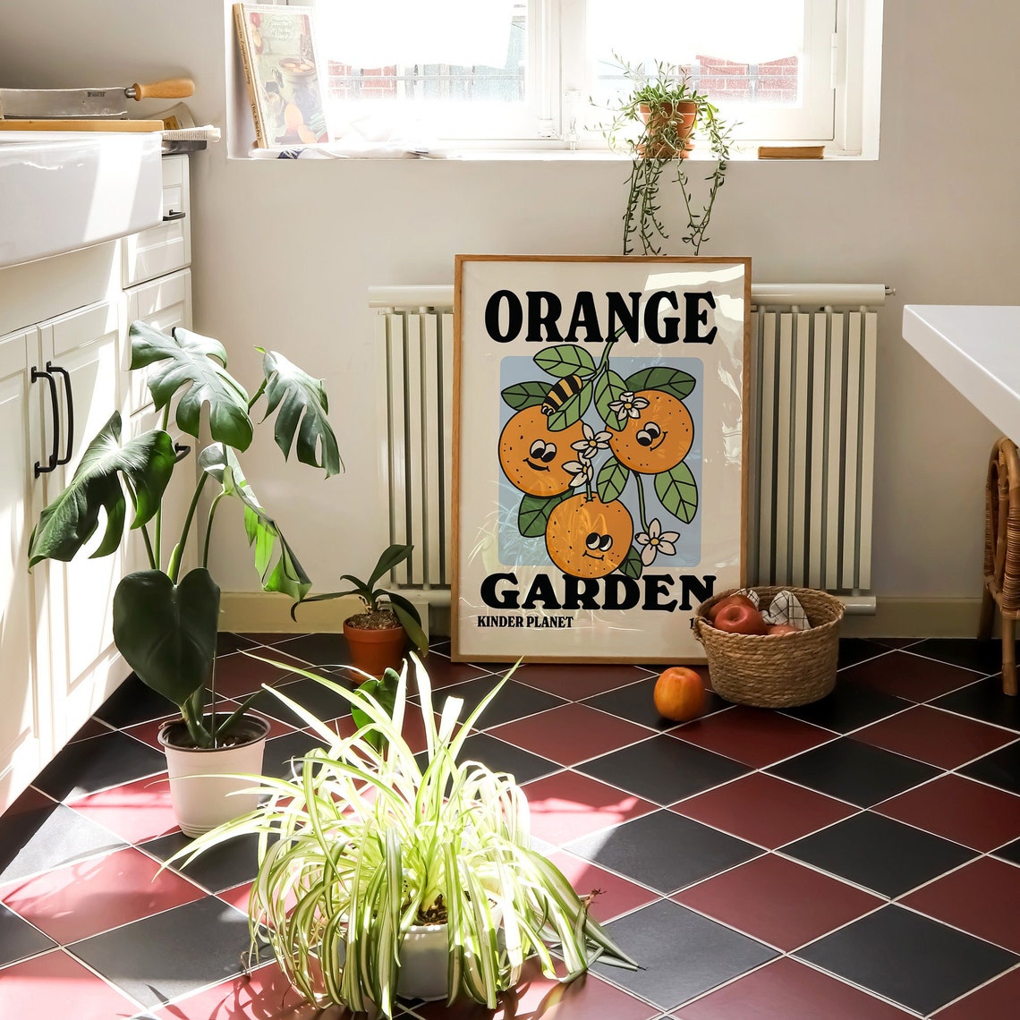 Orange Garden Kinder Planet 1993 Smiling Oranges Blossom Art Print - Image 3