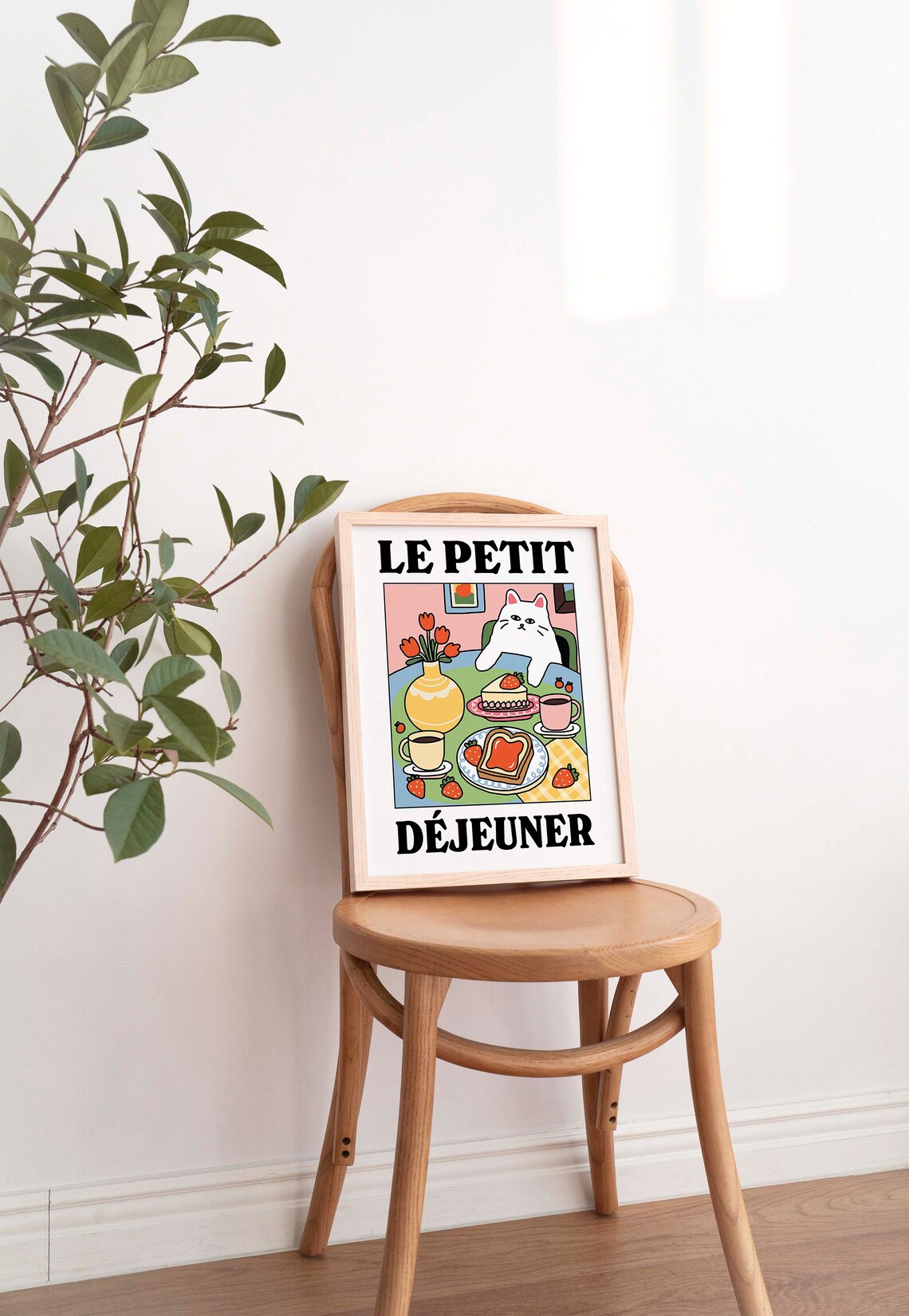 French Cafe Cat Print, Bistro Breakfast Kitchen Art - Image 4