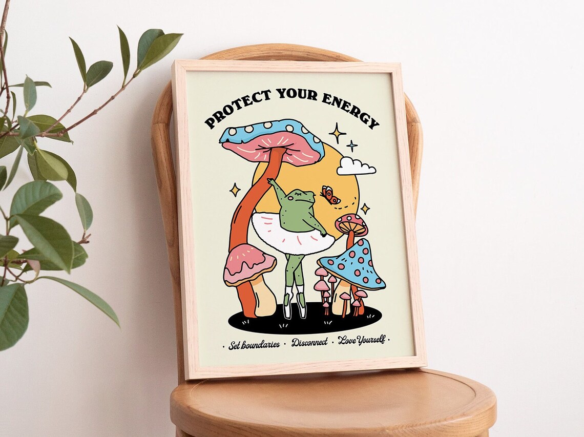 Colorful Frog Ballerina Retro Saying Art Print - Image 3
