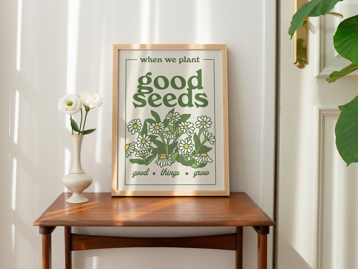 Botanical Happy Quote Print, Retro Wildflowers - Image 2