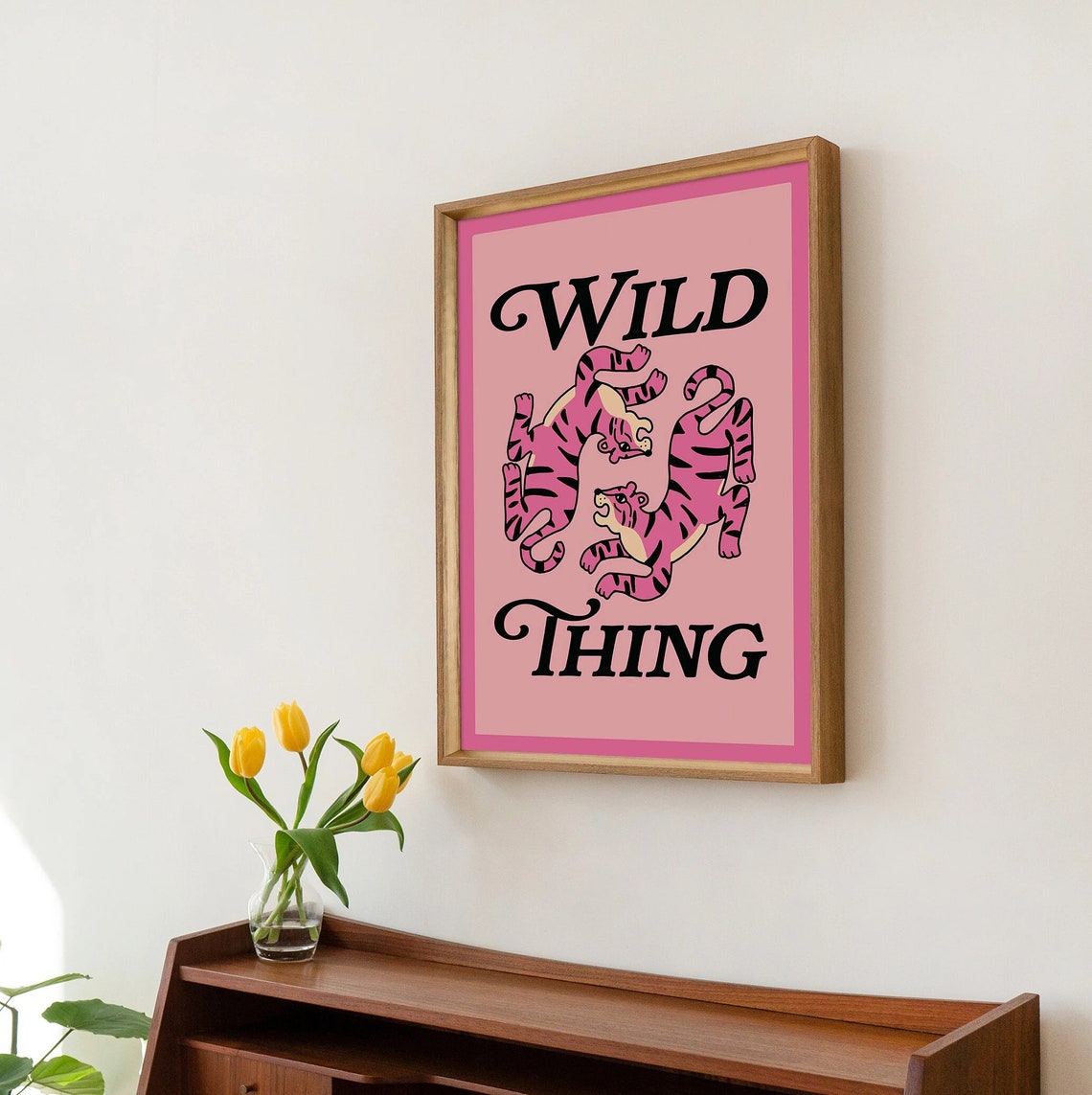 Wild Thing Pink Tigers Maximalist Retro Statement Animal Poster - Image 3