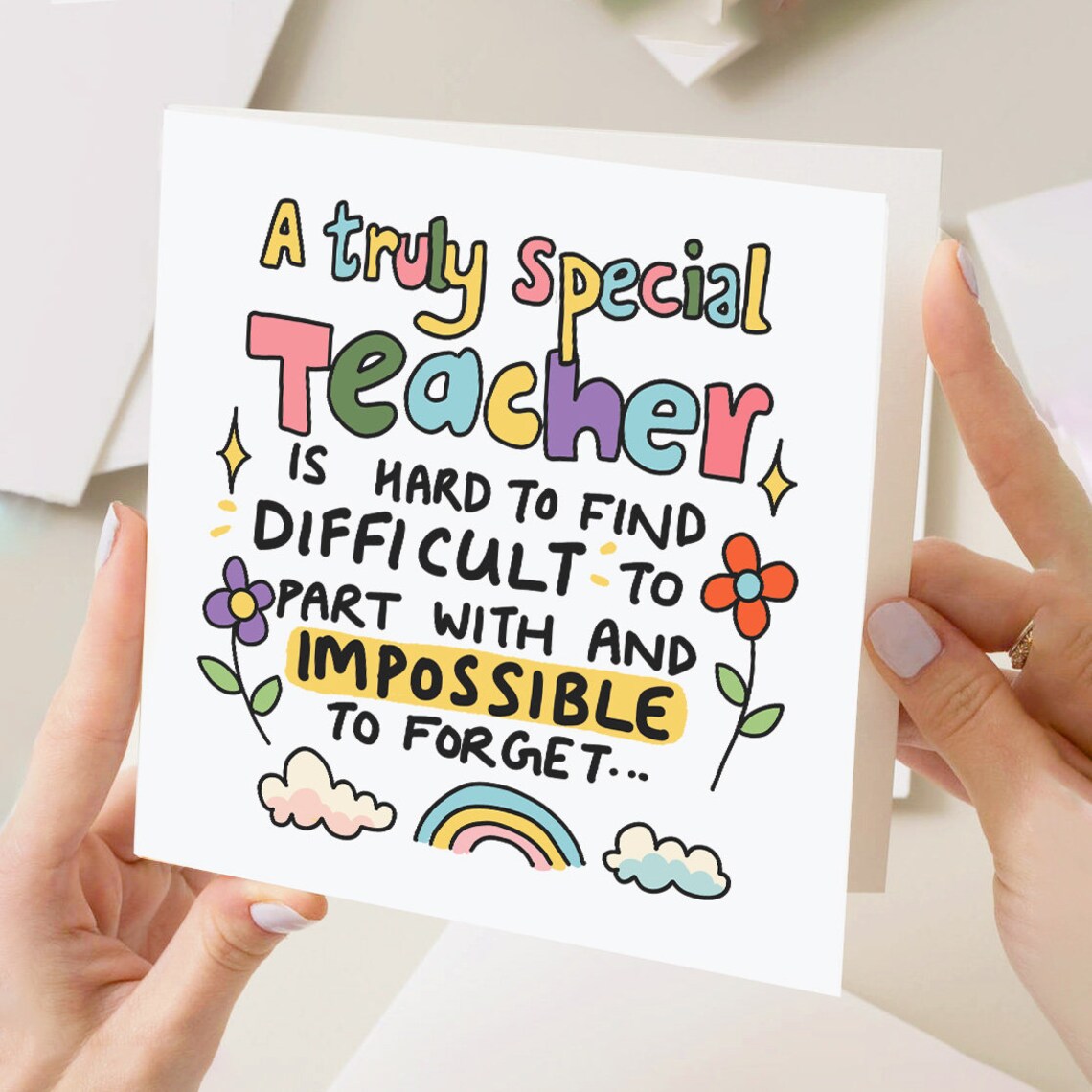 A Truly Special Teacher Thank You Card Greeting Card For Lecturer Amazing Teacher Special Teacher Gift End Of School Cards Cute Card - Image 2