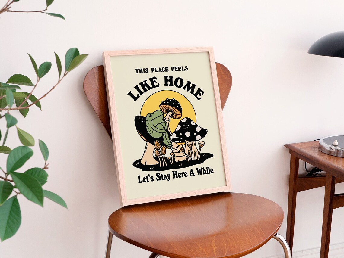 Retro Frog and Mushroom Poster, 70s-Inspired - Image 4