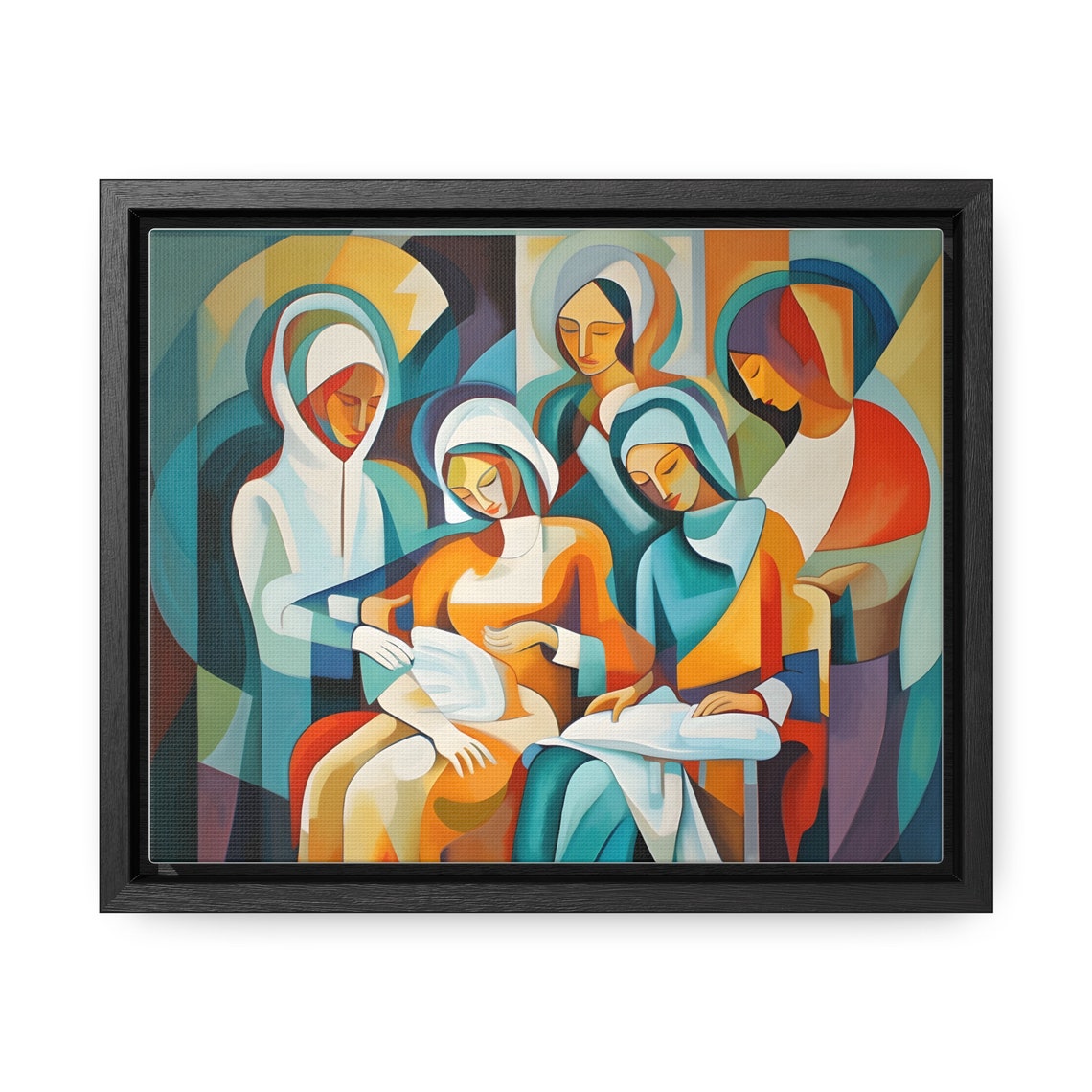 Five Sisters Gathered Together in a Cubist Abstract Style Wall Art