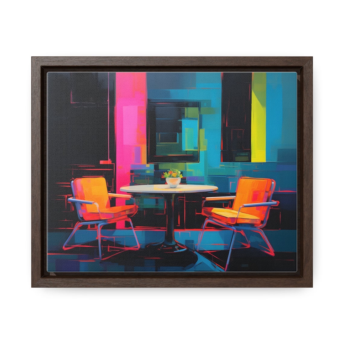 Neon Orange Cafe Chairs Table Night Pop Art Retro Diner Poster - Image 4