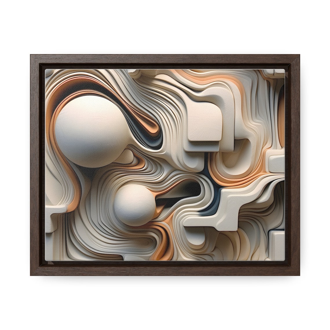 Neutral Layered Wave Abstract 3D Spheres Modern Beige Poster - Image 3